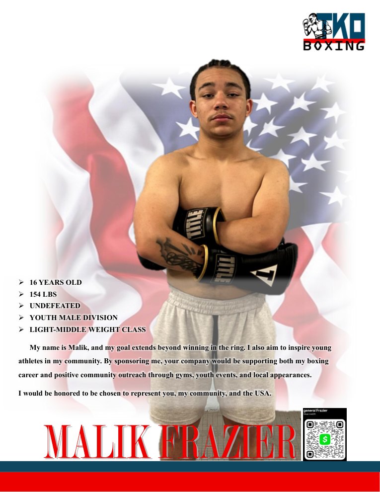 Malik Frazier's profile in the sponsorship package