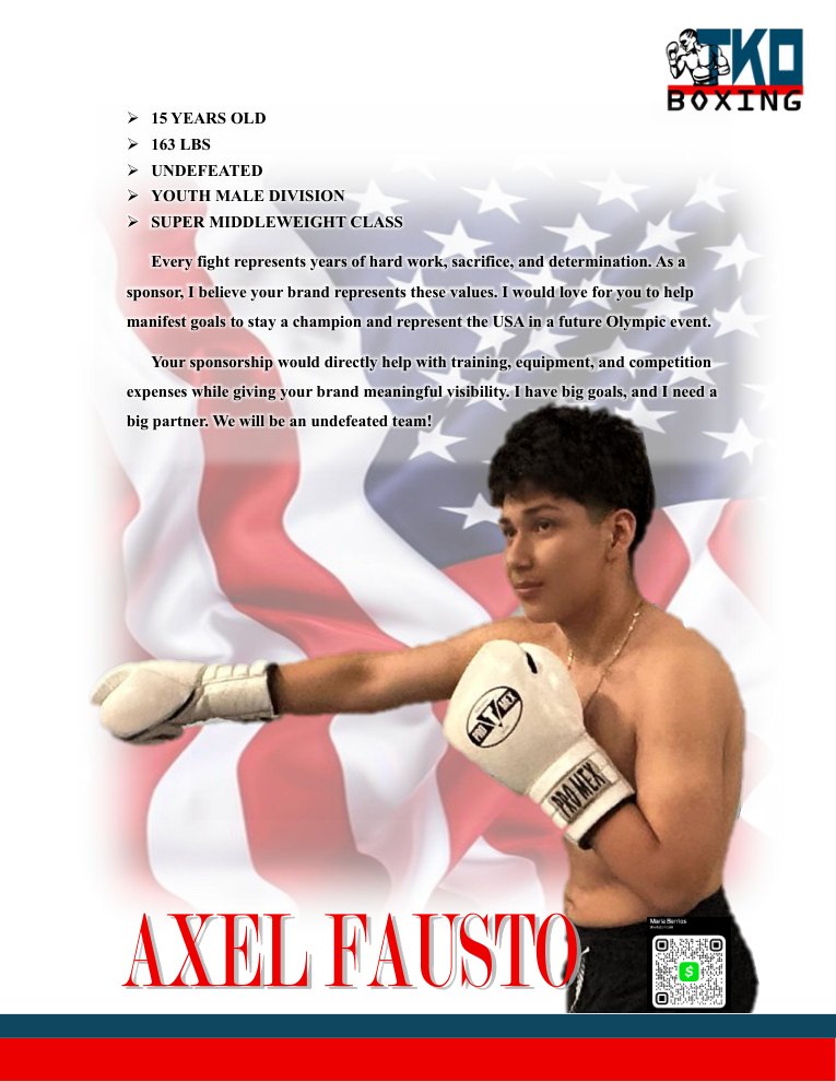 Axel Fausto's profile in the sponsorship package